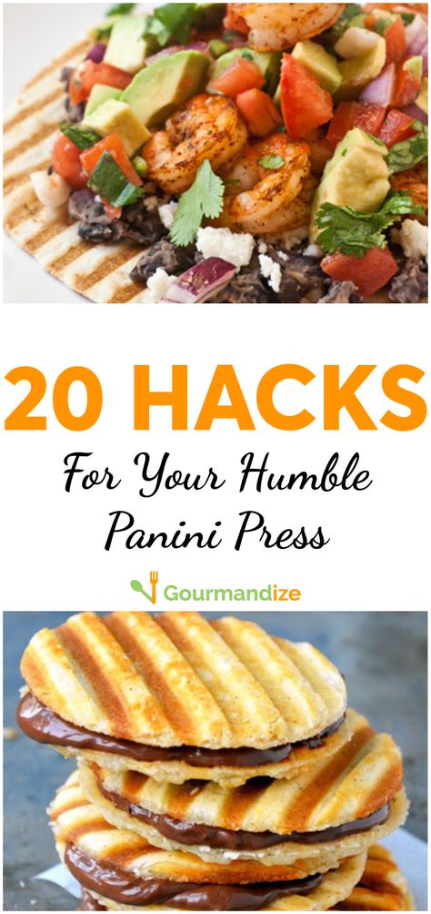 You won't believe what you can make in your humble panini press! Here are 20 recipes to help you think outside the box.   #panini #paninipress #recipes #paninihacks #paninitricks #paninitips #paniniwaffles #paninidesserts Sandwich Panini Recipes, Sandwich Press Ideas, Panini Maker Recipes, Grill Press Recipes, Breakfast Panini Recipes, Sandwich Press Recipes, Panini Press Burrito, Panini Press Hacks, Panini Press Ideas