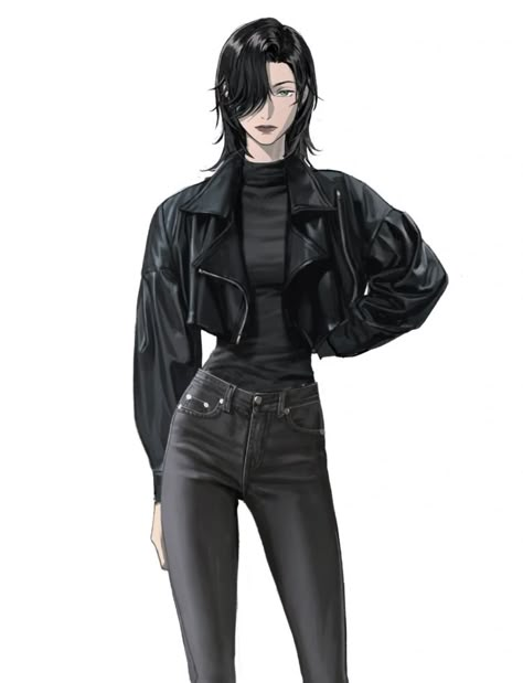 Pants Outfit Drawing, Female Leather Jacket, Womens Leather Jacket Outfit, Suit Drawing, Character Art Female, Jacket Drawing, Aot Oc, Female Jacket, Woman In Suit