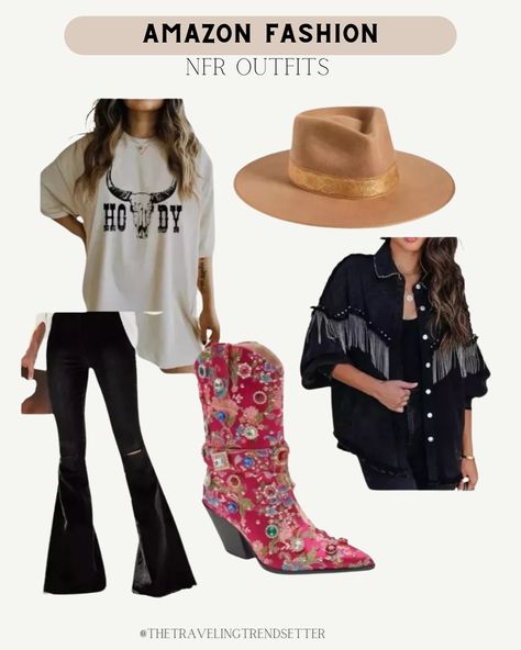 20 NFR OUTFIT IDEAS FROM AMAZON: these could also be worn to Nashville or a country concert, all are trendy classy and cute but won’t break the bank! - The National Finals Rodeo - comment NFR & I’ll dm all the 🔗 so you can snag your favs. + A few would be perfect for the up and coming holidays and parties as well for all my western girlies. Send to a friend and save for outfit inspo 🖤 #nfr #nfrfashion #vegasoutfit #nfrstyle #wrangler #thanksgivingoutfit #girlsnightout #countryconcertout... Edgy Western Style, Outfit Ideas From Amazon, Western Outfit Ideas, Edgy Western, Nfr Style, National Finals Rodeo, Nfr Fashion, Send To A Friend, Vegas Outfit