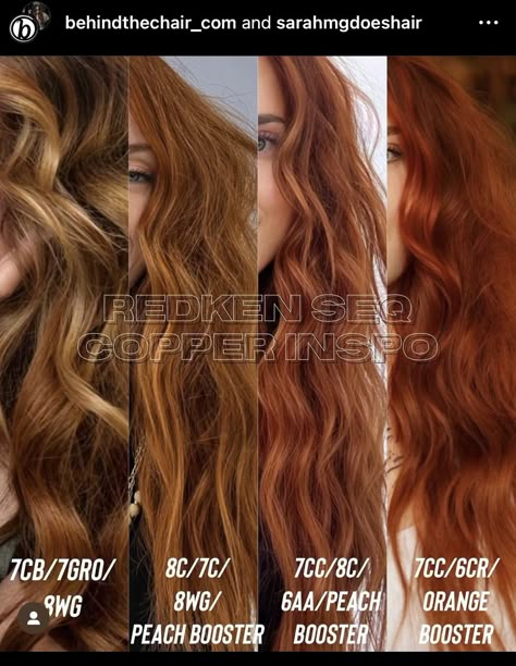 Shades Eq Copper, Red Hair Formulas, Redken Formulas, Hair Formulas, Copper Blonde Hair, Cowboy Copper, Red Copper Hair Color, Redken Hair Color, Color Formulas