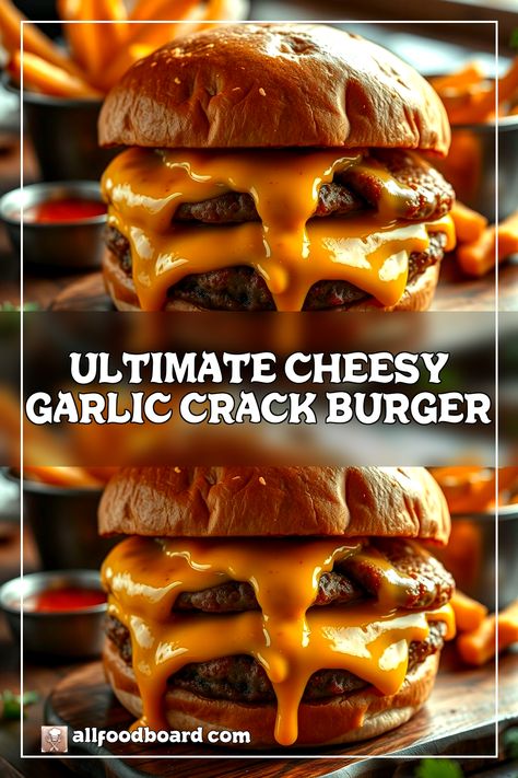 Indulge in the mouthwatering experience of the Ultimate Cheesy Garlic Crack Burger! 🍔✨ Perfect for snack lovers, this gourmet delight is easy to make and ideal for brunch or a quick dinner. With its cheesy goodness and garlic kick, it's sure to impress your guests! Don't miss out on this tasty recipe—save it for later and click to get the recipe! #SnackEasy #GourmetBrunch #BestAppetizerRecipes #EasyZucchiniRecipes #DippingSauces Roasted Garlic Aioli, Easy Zucchini Recipes, Garlic Aioli, Best Appetizer Recipes, Grilled Beef, Beef Burger, Pickle Relish, Burger Buns, Tasty Recipe