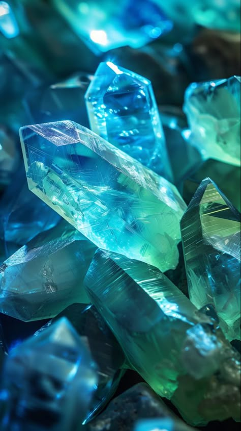 Gemstone Green Crystal Wallpaper, Gemstones Aesthetic, Gem Wallpaper, Crystal Wallpaper, Teal Crystals, Gemstone Background, Crystal Pictures, Colorful Rocks, Gem Water