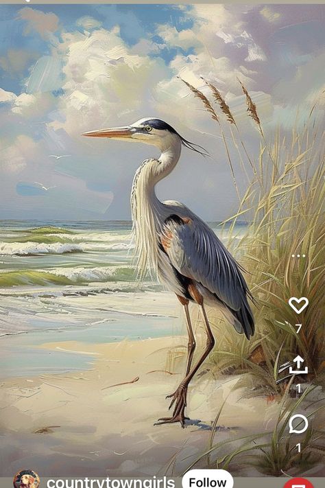 Louisiana Wildlife, Mural Fence, Birds Scenery, Jesus Art Drawing, Heron Art, Beach Art Painting, Water Birds, Great Blue Heron, Bird Paintings