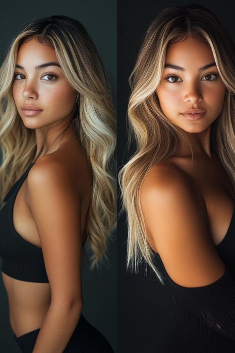 Tan Skin Light Hair, Long Silver Hair, Perfect Blonde, Olive Skin Tone, Blonde With Dark Roots, Blonde Waves, Wavy Style, Sandy Blonde, Olive Skin