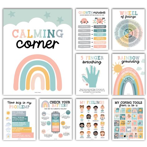 PRICES MAY VARY. If You're Looking To Create A Stress-Free Calming Corner To Help Children Cool Off; Then you need this colorful calming corner poster set; While other cool down corner for classroom walls are made overseas, our calm corner classroom decor is USA made Tame Tantrums And Manage Meltdowns; You'll receive 9 11x14" posters, so you'll never have to worry about meltdowns again; Use this feelings poster for kids / emotion chart for kids to calm children and stop tantrums in their tracks Sel Posters For Classroom, Calm Down Corner Sign Free Printables, Inspirational Posters For Classroom, Calm Down Corner Free Printables, Emotion Chart For Kids, Calm Down Poster, Kids Calming Corner, Emotions Chart For Kids, Feelings Chart For Kids