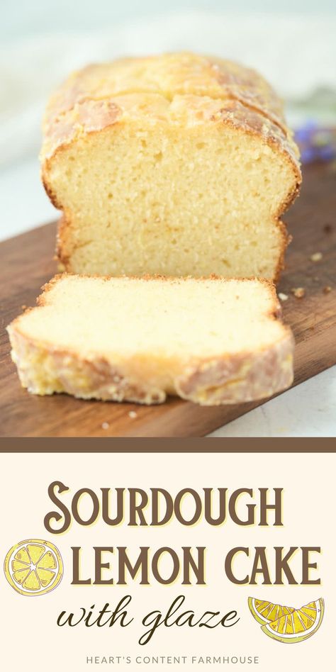 Don't discard that sourdough starter! Here's a delicious recipe for a lemon cake that will show you just how versatile your sourdough starter can be. This light and fluffy cake is perfect as a breakfast, snack, or dessert. Top with a sweet glaze for an extra special touch. Sourdough Lemon Cake With Glaze, Sourdough Starter Cake Recipes, Sourdough Lemon Bundt Cake, Lemon Sourdough Cake, How To Bake With Sourdough Starter, Sourdough Discard Lemon Cake, Well Made By Kiley, Simplicity And A Starter, Sourdough Discard Apple Cake