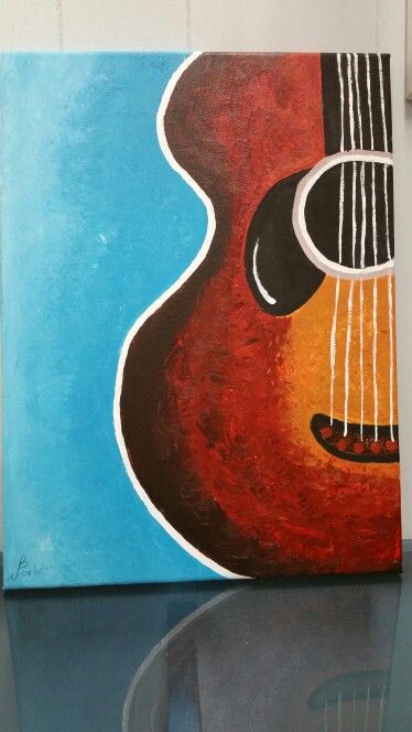 Guitar Painting On Canvas Easy, Almirah Designs For Bedroom, Music Art Painting, Almirah Designs, Kids Canvas Art, Paint Parties, Guitar Painting, Easy Canvas, Easy Canvas Art