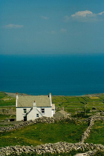 Aran Islands, Ireland.....I would love to live therein that cute white house withe the view and green pastures!! Aran Islands Ireland, Aran Islands, Irish Cottage, To Infinity And Beyond, Ireland Travel, Pretty Places, Lush Green, Places Around The World, Vacation Spots