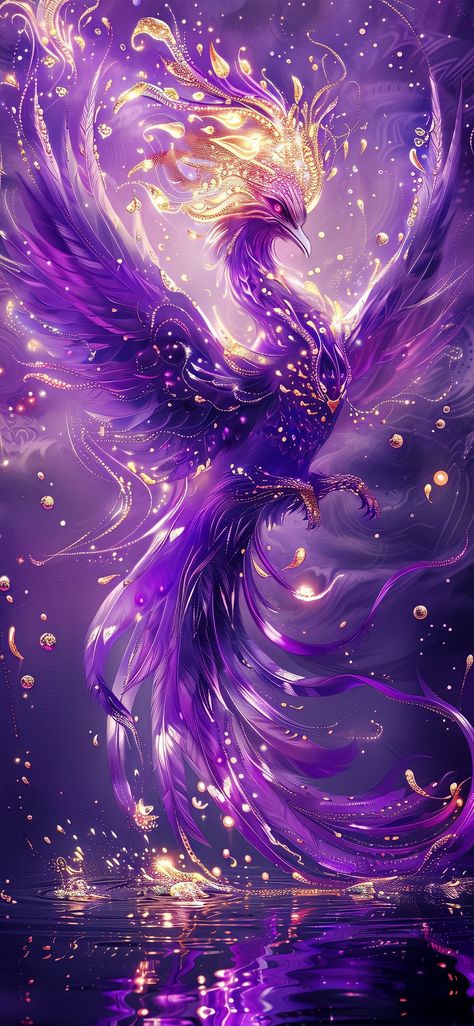 Purple Mythical Creatures, Beautiful Dragon Art Mythical Creatures, Purple Phoenix Art, Beautiful Dragon Wallpaper, Mystical Dragon Art, Mythical Creatures Wallpaper, Purple Dragon Art, Phoenix Creature, Phoenix Wallpapers