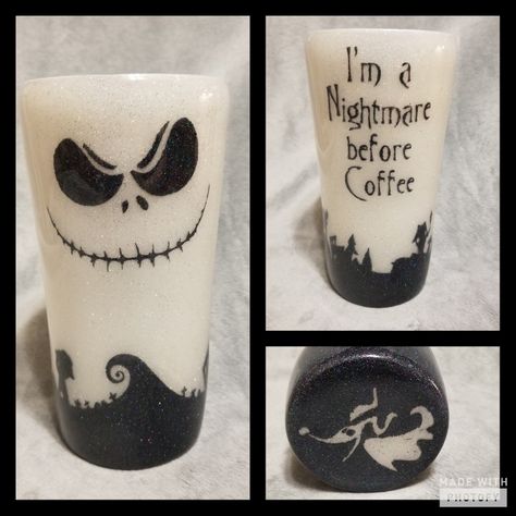 Jack Skellington Tumbler Ideas, Exopy Tumblers, Halloween Tumbler Ideas, Jack Skellington Tumbler, Nightmare Before Christmas Tumbler, Resin Cups, Nightmare Before Christmas Mug, Halloween Tumblers, Tumbler Inspiration