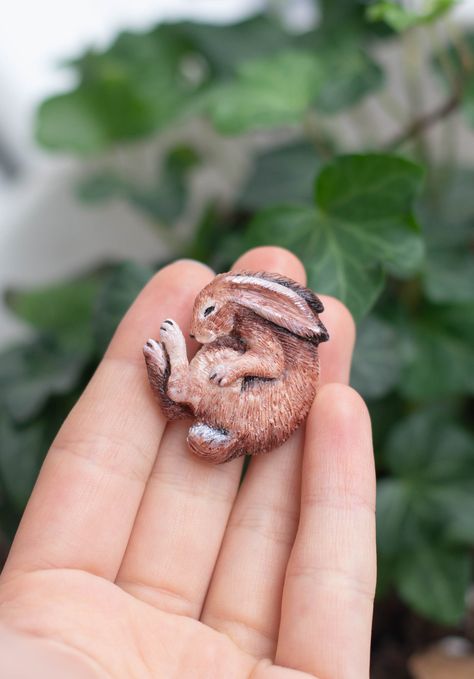 Polymer Clay Brooch, Clay Brooch, Cute Brooch, Dreadlock Beads, Sweet Jewelry, Jack Rabbit, Polymer Clay Animals, Clay Animals, Custom Keychain