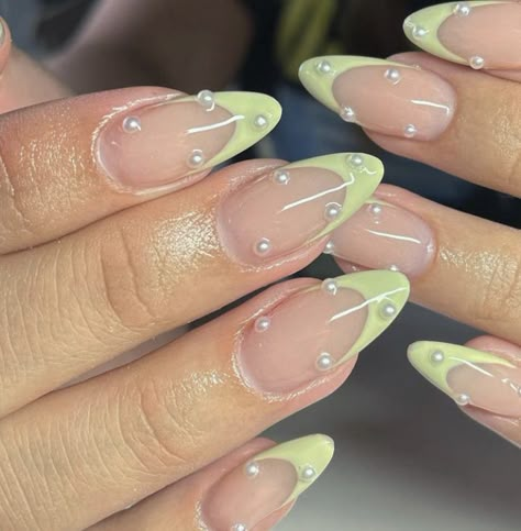 Romantic Nails, Green Nail Designs, Nails Jewelry, Simple Gel Nails, Green Nail, Easy Nails, New Nails, Nail Jewelry, Tip Nails