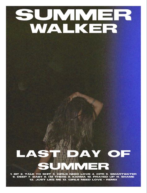 Summer Walker Poster Aesthetic, Summer Walker Poster Print, Last Day Of Summer Summer Walker, Music Artist Posters Album Covers, Summer Walker Album Cover, Artist Posters Music, Summer Walker Poster, Album Wall, Album Posters