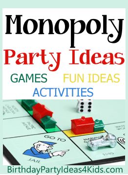 Monopoly Party Ideas | Birthday Party Ideas for Kids Monopoly Themed Food, Monopoly Party Decorations Diy, Monopoly Party Theme, Monopoly Birthday Party, Monopoly Birthday Party Ideas, Monopoly Party Ideas, Board Game Theme Party, Monopoly Themed Party, Monopoly Party Decorations