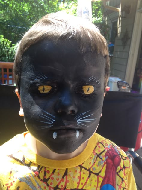 Panther Makeup Halloween, Black Panther Face Paint, Panther Face Paint, Black Panther Makeup, Funny Face Paint, Panther Makeup, Panther Halloween Costume, Halloween Birthday Party Decorations, Panther Costume