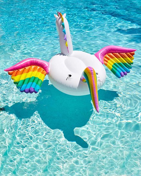 Float all day! Funboy Rainbow Unicorn Float Unicorn Pool Party, Unicorn Floaties, Summer Pool Floats, Swan Float, Unicorn Pool Float, Unicorn Float, White Pool, Cool Pool Floats, Taman Air