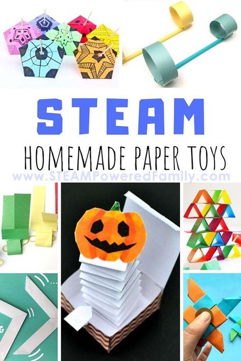 Did you know one of the most budget friendly ways to bring STEAM into your classroom is with paper projects? There are so many projects you can do with paper engineering and arts, it can keep your kids busy learning and having find! Today, we are going to introduce a number of DIY paper toys as a proof how STEAM projects don’t have to be elaborate or expensive to provide fun and learning experience for kids. #PaperToys #PaperProjects #STEAM #BudgetFriendlyActivities #ClassroomSTEAM Activities With Paper, Paper Projects For Kids, Diy Paper Toys, Origami Frog, Steam Ideas, Notebook Diy, Steam Projects, Stem Crafts, Paper Engineering