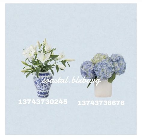 Coastal Decals Bloxburg Paintings, Blue Flower Decal Bloxburg, Bloxburg Costal Plant Decals, Bloxburg Painting Codes Coastal, Coastal Plant Decals Bloxburg, Bloxburg Vase Decal, Costal Decal Codes, Blue Bloxburg Decals, Bloxburg Garden Decals