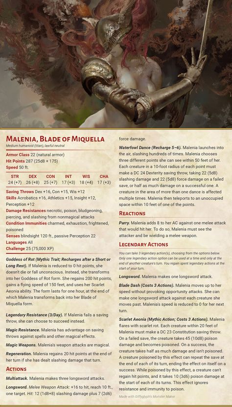 Elden Ring Dnd Stats, Dnd Bbeg Stat Block, Bbeg Ideas Dnd, Dnd Elden Ring, Elden Ring Dnd Homebrew, Dnd Evil Wizard, Dnd Enemy Sheet, D D Homebrew Monsters, Dnd Enemies Low Level