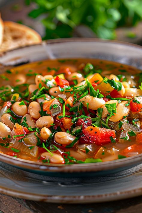 Vegan Slow Cooker Vegetable Bean Soup - plantbasedpalate.com Vegan 15 Bean Soup, Bean Veggie Soup, Vegetable Bean Soup, Garbanzo Bean Recipes, Soup Slow Cooker, Vegan Bean, Beans In Crockpot, Garbanzo Bean, Vegan Slow Cooker