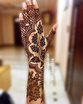 65 Fresh and Latest mehndi designs to try in 2020 | Bling Sparkle Gangaur Festival, Mehndi Design Bridal, Hand Mehndi Designs, Mehndi Designs 2018, Bridal Mehendi Designs Hands, Legs Mehndi Design, Full Hand Mehndi, Rose Mehndi Designs, Bridal Henna Designs