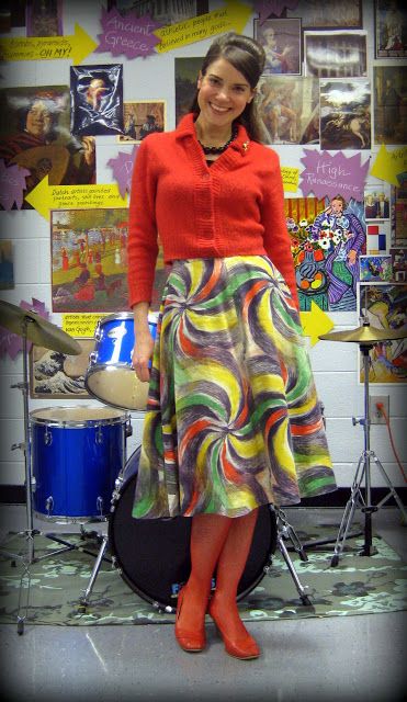 Cassie Stephens: What the Art Teacher Wore #52 Long Skirt With Blouse, Skirts With Tights, Skirt With Blouse, Color Tights, Cassie Stephens, Teacher Wear, Sweater And Skirt, Outfit Photos, Lula Roe