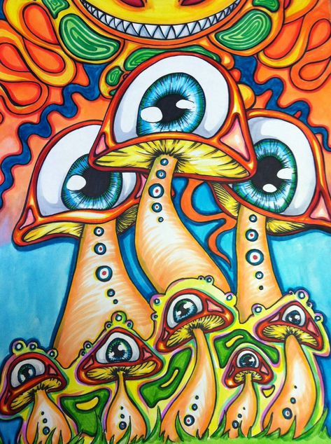 feed your head Trippy Drawing Ideas, Wallpaper Hippie, Trippy Alien, Arte Doodle, Alien Drawings, Trippy Drawings, Drawing Ideas Easy, Mushroom Drawing, Psychadelic Art