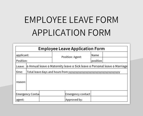 Leave Application Form, Leave Form, Annual Leave, Emergency Contact, Form Template, Maternity Leave, Application Form, Cad Drawing, Excel Templates