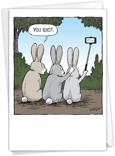 Amazon.com: NobleWorks - 1 Humor Birthday Card with Envelope - Funny Cartoons for Birthday Greetings, Celebration Notecard - Bunny Selfies C2750BDG : Everything Else Funny Easter Cards, Funny Happy Birthday Greetings, Funny Selfies, Funny Easter, Easter Greeting Cards, Funny Happy Birthday, Easter Wishes, Funny Greetings, Happy Birthday Greeting Card