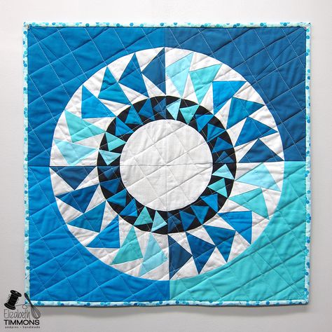 Circular flying geese quilt by Elizabeth Timmons | 52 Quilters: Week #41 Elizabeth @ andpins Flying Geese Pattern, Mariners Compass Quilt, Flying Geese Quilt, Color Study, Miniature Quilts, Quilt Festival, Foundation Piecing, Contemporary Quilts, Paper Piecing Quilts