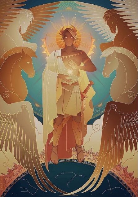 Sun God Artwork, Greek God Oc Male, Helios God Art, Greek God Drawings, Greek Fantasy Art, Sun God Art, Yliade Art, Sun Goddess Art, Greek Gods Art