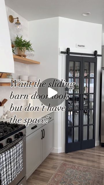 Alex Fontaine | Design•Styling•Decor on Instagram: "Would you try a bifold door?? I know they’ve got a bad reputation but this door made such an impact in so many ways! Not only did it add character, it also added functionality. I’d use one again 🙌 ——————————————————————————————————— #pantrygoals #kitcheninspiration" Small Pantry Door Ideas Diy, Barn Door Pantry, Bifold Door, Bifold Barn Doors, Pantry Doors, Barn Door Designs, Bad Reputation, Pantry Door, Good Neighbor