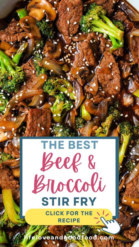 This is the Best Recipe for Easy Beef and Broccoli Stir Fry! So, next time you’re craving Chinese food, enjoy super tender beef stir-fried with broccoli, onions, and mushrooms covered in a savory sauce. This easy recipe is perfect for meal prep and better than takeout! https://lifeloveandgoodfood.com/easy-beef-and-broccoli-stir-fry/ Brocolli Beef Stir Fry Healthy, Stir Fried Beef And Broccoli, Beef And Broccoli Stir Fry Easy, Beef Stir Fry Recipes Easy, Stir Fry Recipes Beef, Stir Fry Beef And Broccoli, Asian Beef And Broccoli, Smoked Beef Brisket Recipes, Beef Broccoli Stir Fry