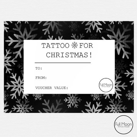 Tattoo Voucher Design, Tattoo Gift Card, Tattoo Voucher, Tattoo Artist Business Cards, Retro Pattern Geometric, Full Moon Tattoo, Voucher Design, Christmas Tattoo, Magazine Layout Design