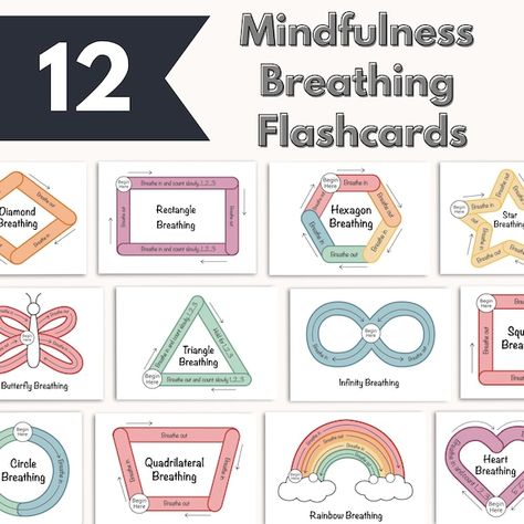 Guided Meditation Cards Printable Mindfulness Flash Cards | Etsy Ireland Mindfulness Breathing Cards, Calm Down Cards, Breathing Cards, Breathing Activities, Calm Kids, Calm Down Corner, Emotional Awareness, Emotional Skills, Therapy Tools