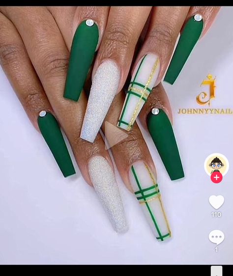 St Patty Nails, Patty Nails, St Patricks Nails, St Patrick Day Nails Acrylic, St Patricks Nail Designs, Patrick Nails, Shamrock Nails, Irish Nails, Saint Patrick Nail