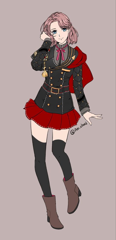 Obey Me Oc Girl, Rad Uniform Obey Me Female, Obey Me Rad Uniform Reference, Obey Me Oc Uniform, Obey Me Uniform Reference, Rad Uniform Obey Me, Obey Me Female Uniform, Obey Me Uniform, Obey Me Oc