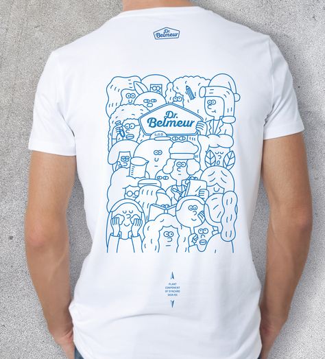 DR.BELMEUR LAB Illustration on Packaging of the World - Creative Package Design Gallery Illustration On T Shirt, Cool Tee Design, Art T Shirts Design, Illustration Shirt Design, T Shirt Design Ideas Art Creative, Printed Tshirt Designs, Blue Tshirt Design, Illustrated Tshirt, Tee Design Ideas