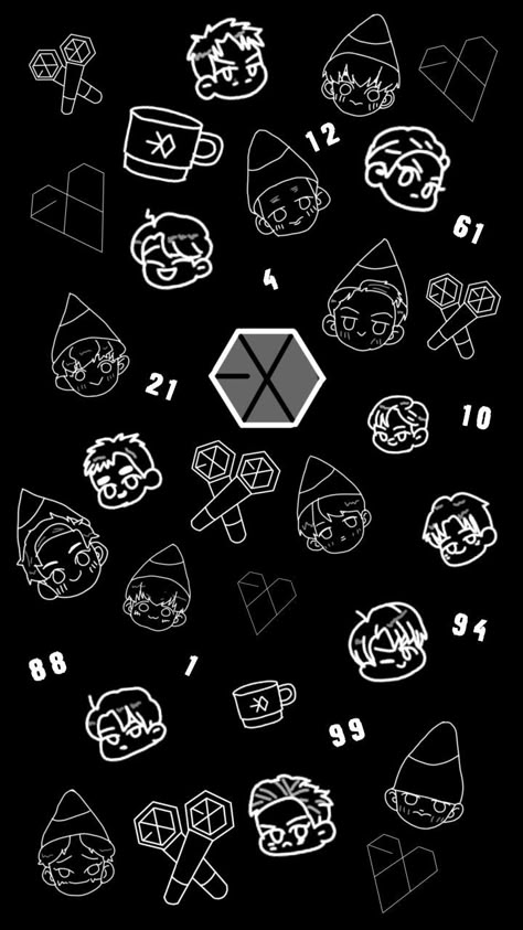 Exo Logo Wallpapers, Exo Background Wallpapers, Exo Cartoon, Exo Chibi Fanart, Exo Logo, Exo Anime, Exo Background, Exo Chibi, Baekhyun Wallpaper