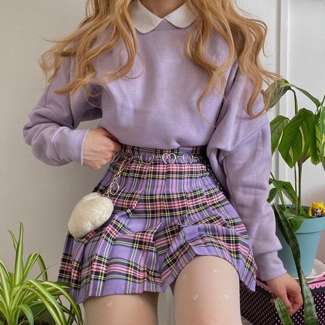 Purple Clothing Aesthetic, Pastel Academia Aesthetic Outfit, Pastel Academia Outfit, Charlotte Outfits, Purple Skirt Outfit, Pastel Academia, Purple Clothes, Fem Fashion, Academia Aesthetic Outfit