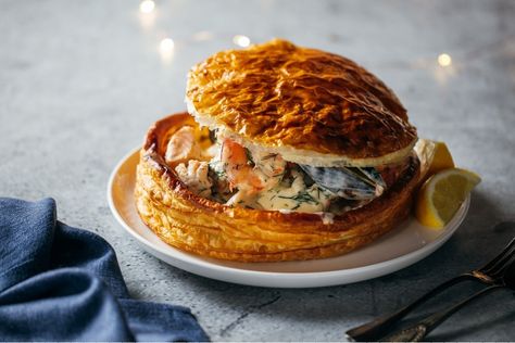 Seafood Vol Au Vent, Gourmet Seafood Recipes, Seafood Entree, French Seafood, Orange And Chocolate, Butter Puff Pastry, Raw Prawns, Citrus Fish, Sbs Food