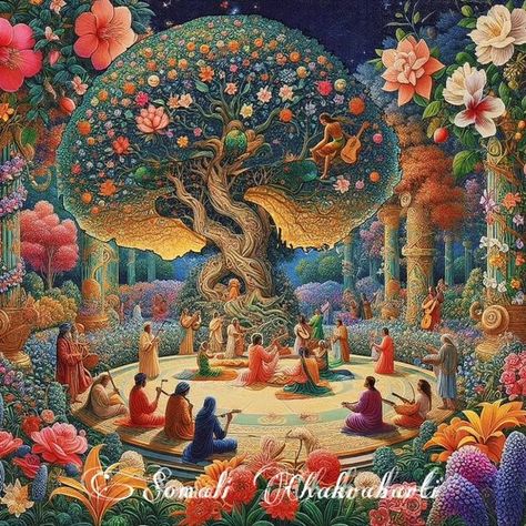 Indian Ai art | Nandana Vana: the celestial garden in Indra's swargalok | Facebook Celestial Garden, Celestial Beings, Plants Flowers, Beautiful Gardens, Plants, Flowers, Art