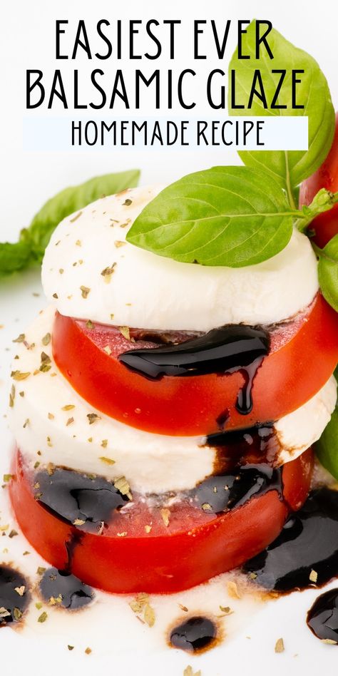 This easy balsamic glaze recipe (balsamic reduction) is just like Trader Joe's version and is so simple to make! Balsamic Reduction Easy, Easy Balsamic Glaze, Balsamic Vinegar Glaze, Balsamic Glaze Recipe, Balsamic Reduction Recipe, Balsamic Glaze Recipes, Quick Salads, Grilled Fruit, Balsamic Reduction