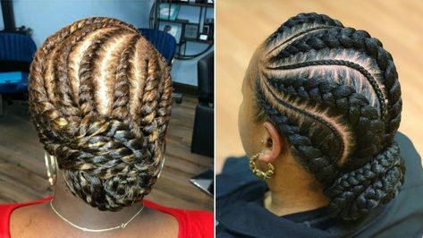 30 Statement Braided Bun Hairstyles for Black Hair Braided Side Bun For Black Women, Goddess Braids Updo For Black Women High Bun Hair Style, Braids With A Bun For Black Women, Cornrows To Bun, Feed In Braids Hairstyles Bun, Braid Bun Styles For Black Hair, Braids In A Bun Black Women, Up Do Braids For Black Hair, Cornrows Braids For Black Women Bun