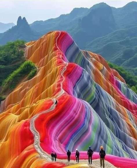 Peru 🇵🇪 Rain On A Sunny Day, Rainbow Mountains China, Zhangye Danxia Landform, Zhangye Danxia, Danxia Landform, Rainbow Mountains Peru, Rainbow Mountains, Landform, Rainbow Mountain