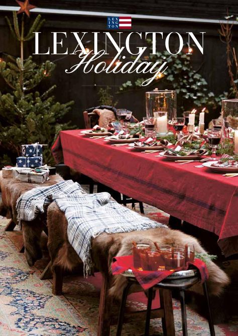 Hamptons Home Decor, Lexington Company, Red Tablecloth, Lexington Home, Holiday Feast, Hamptons House, Christmas Table Settings, Home Textiles, Holiday Catalog