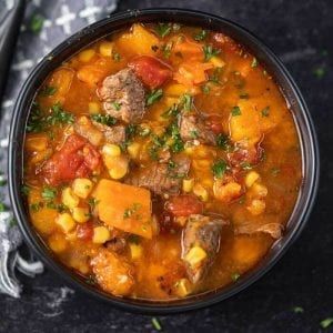 Crock Pot Sweet Potato Beef Stew Recipe - Eating on a Dime Sweet Potato Beef Stew, Easy Homemade Cornbread, Crock Pot Sweet Potatoes, Beef Stew Meat Recipes, Argentinian Food, Slow Cooker Sweet Potatoes, Stew Meat Recipes, Crockpot Soup Recipes, Homemade Dinner Rolls