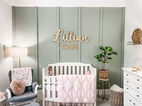 Sage And Pink Floral Nursery, Hunter Green And Pink Nursery, Pink And Green Nursery Girl, Sage Green And Blush Nursery, Sage Green And Pink Nursery, Green Nursery Girl, Gold Baby Nursery, Pink And Green Nursery, Pink Gold Nursery