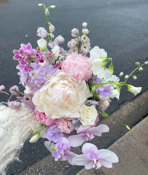 Olivia 🦢🌸⛲️ Bridal bouquet of dreams filled with Sweet Pea, Peonies, Roses, Lavender, Hyacinth, Delphinium, Mini & Large Phalae Orchid 💫 - - #floristofinstagram #brisbaneflorist #brisbaneflowers #brisbanewedding #brisbaneweddingflorist #goldcoastflorist #byronbayflorist #weddingflowersinspiration #brisbanefloraldesign #brisbanebrides #brisbaneweddingvenue #brisbanewedding #goldcoastflorist #goldcoaststylist #ceremonyflowers #weddingfyp #weddingtips #bridetips #2024bride #weddinginspo #ce... Peonies Bridal Bouquet, Roses Lavender, Bridal Bouquet Peonies, Orchid Bouquet, Spring Wedding Dress, Gift Bouquet, Wedding Flower Inspiration, Ceremony Flowers, Delphinium