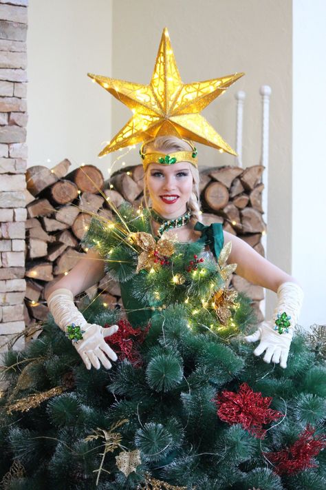 Ugly Christmas Sweater Ideas, Christmas Headdress, Christmas Costumes Women, Christmas Sweater Ideas, Ugly Christmas Tree, Christmas Tree Costume, Christmas Contests, Xmas Costumes, Best Ugly Christmas Sweater